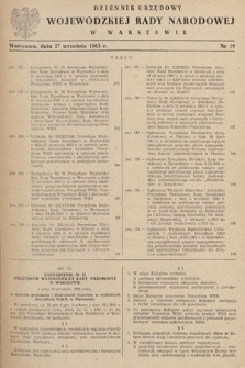 Dziennik Urzędowy Wojewódzkiej Rady Narodowej w Warszawie. 1963, nr 19
