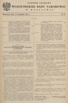 Dziennik Urzędowy Wojewódzkiej Rady Narodowej w Warszawie. 1963, nr 22