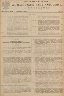 Dziennik Urzędowy Wojewódzkiej Rady Narodowej w Warszawie. 1964, nr 14