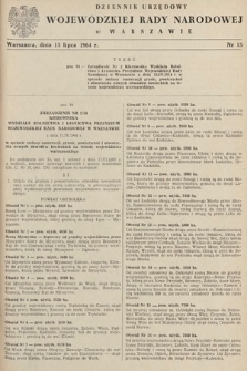 Dziennik Urzędowy Wojewódzkiej Rady Narodowej w Warszawie. 1964, nr 15