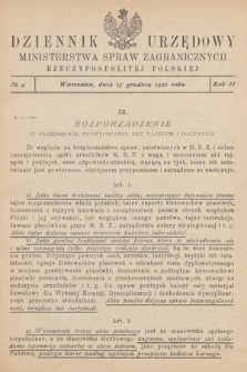 Dziennik Urzędowy Ministerstwa Spraw Zagranicznych Rzeczypospolitej Polskiej. 1921, nr 4