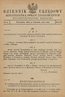 Dziennik Urzędowy Ministerstwa Spraw Zagranicznych Rzeczypospolitej Polskiej. 1922, nr 24