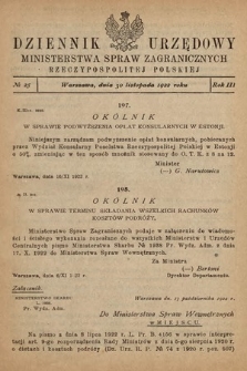 Dziennik Urzędowy Ministerstwa Spraw Zagranicznych Rzeczypospolitej Polskiej. 1922, nr 25