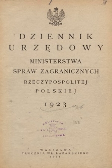 Dziennik Urzędowy Ministerstwa Spraw Zagranicznych Rzeczypospolitej Polskiej. 1923, skorowidz