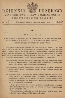 Dziennik Urzędowy Ministerstwa Spraw Zagranicznych Rzeczypospolitej Polskiej. 1923, nr 2