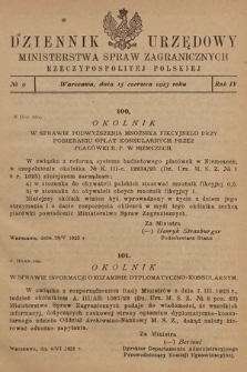 Dziennik Urzędowy Ministerstwa Spraw Zagranicznych Rzeczypospolitej Polskiej. 1923, nr 9