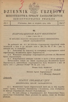 Dziennik Urzędowy Ministerstwa Spraw Zagranicznych Rzeczypospolitej Polskiej. 1924, nr 6
