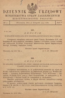 Dziennik Urzędowy Ministerstwa Spraw Zagranicznych Rzeczypospolitej Polskiej. 1924, nr 9