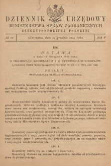 Dziennik Urzędowy Ministerstwa Spraw Zagranicznych Rzeczypospolitej Polskiej. 1924, nr 10