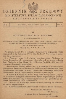 Dziennik Urzędowy Ministerstwa Spraw Zagranicznych Rzeczypospolitej Polskiej. 1925, nr 3