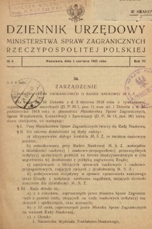Dziennik Urzędowy Ministerstwa Spraw Zagranicznych Rzeczypospolitej Polskiej. 1925, nr 4