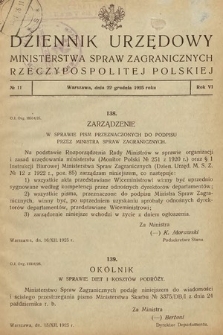 Dziennik Urzędowy Ministerstwa Spraw Zagranicznych Rzeczypospolitej Polskiej. 1925, nr 11