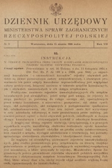 Dziennik Urzędowy Ministerstwa Spraw Zagranicznych Rzeczypospolitej Polskiej. 1926, nr 3