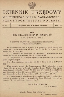 Dziennik Urzędowy Ministerstwa Spraw Zagranicznych Rzeczypospolitej Polskiej. 1926, nr 10