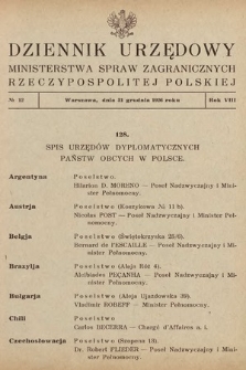 Dziennik Urzędowy Ministerstwa Spraw Zagranicznych Rzeczypospolitej Polskiej. 1926, nr 12