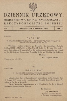 Dziennik Urzędowy Ministerstwa Spraw Zagranicznych Rzeczypospolitej Polskiej. 1927, nr 2