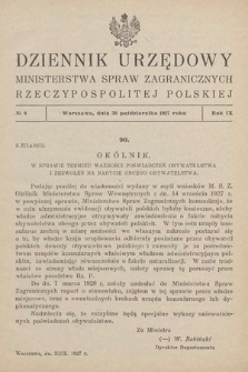 Dziennik Urzędowy Ministerstwa Spraw Zagranicznych Rzeczypospolitej Polskiej. 1927, nr 8