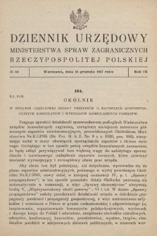 Dziennik Urzędowy Ministerstwa Spraw Zagranicznych Rzeczypospolitej Polskiej. 1927, nr 10