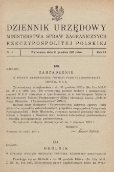 Dziennik Urzędowy Ministerstwa Spraw Zagranicznych Rzeczypospolitej Polskiej. 1927, nr 11