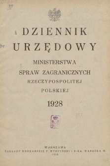 Dziennik Urzędowy Ministerstwa Spraw Zagranicznych Rzeczypospolitej Polskiej. 1928, skorowidz