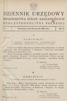 Dziennik Urzędowy Ministerstwa Spraw Zagranicznych Rzeczypospolitej Polskiej. 1928, nr 1