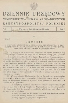 Dziennik Urzędowy Ministerstwa Spraw Zagranicznych Rzeczypospolitej Polskiej. 1928, nr 3