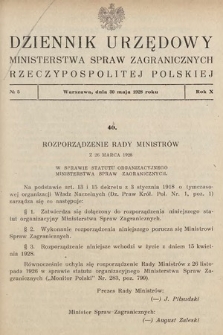 Dziennik Urzędowy Ministerstwa Spraw Zagranicznych Rzeczypospolitej Polskiej. 1928, nr 5