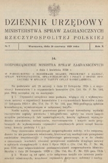 Dziennik Urzędowy Ministerstwa Spraw Zagranicznych Rzeczypospolitej Polskiej. 1928, nr 7