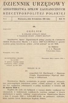 Dziennik Urzędowy Ministerstwa Spraw Zagranicznych Rzeczypospolitej Polskiej. 1929, nr 3