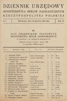 Dziennik Urzędowy Ministerstwa Spraw Zagranicznych Rzeczypospolitej Polskiej. 1929, nr 5