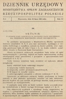 Dziennik Urzędowy Ministerstwa Spraw Zagranicznych Rzeczypospolitej Polskiej. 1929, nr 6