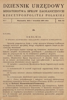 Dziennik Urzędowy Ministerstwa Spraw Zagranicznych Rzeczypospolitej Polskiej. 1929, nr 7