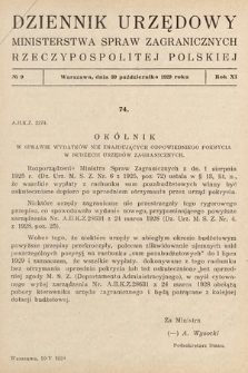 Dziennik Urzędowy Ministerstwa Spraw Zagranicznych Rzeczypospolitej Polskiej. 1929, nr 9