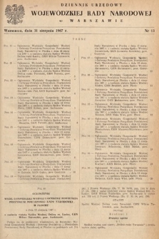 Dziennik Urzędowy Wojewódzkiej Rady Narodowej w Warszawie. 1967, nr 13