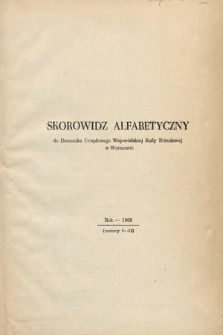 Dziennik Urzędowy Wojewódzkiej Rady Narodowej w Warszawie. 1969, skorowidz alfabetyczny