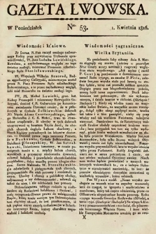 Gazeta Lwowska. 1816, nr 53