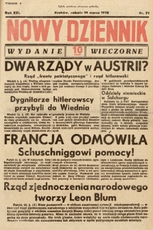 Nowy Dziennik (wydanie wieczorne). 1938, nr 71