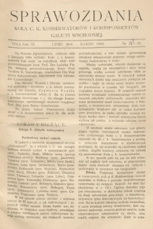 Sprawozdania Koła ck Konserwatorów i Korespondentów Galicyi Wschodniej. T.3, 1904/1905, nr 22-30