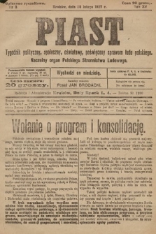 Piast : tygodnik polityczny, społeczny, oświatowy, poświęcony sprawom ludu polskiego : Naczelny organ Polskiego Stronnictwa Ludowego. 1927, nr 8