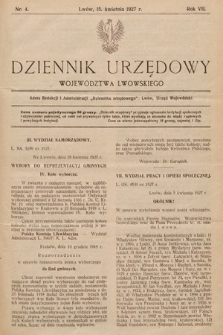 Dziennik Urzędowy Województwa Lwowskiego. 1927, nr 4