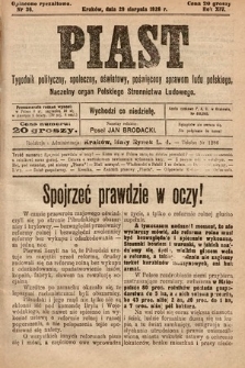 Piast : tygodnik polityczny, społeczny, oświatowy, poświęcony sprawom ludu polskiego : Naczelny organ Polskiego Stronnictwa Ludowego. 1926, nr 36