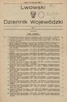 Lwowski Dziennik Wojewódzki. 1930, nr 1