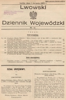 Lwowski Dziennik Wojewódzki. 1939, nr 15