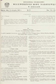 Dziennik Urzędowy Wojewódzkiej Rady Narodowej w Kielcach. 1969, nr 27
