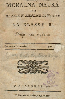 Moralna Nauka Do Do [!] Nauk W Szkołach Dawanych Na Klassę III