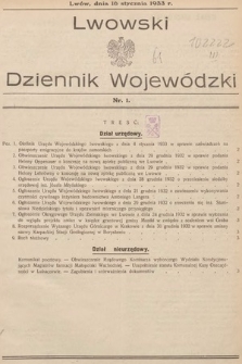 Lwowski Dziennik Wojewódzki. 1933, nr 1