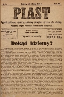 Piast : tygodnik polityczny, społeczny, oświatowy, poświęcony sprawom ludu polskiego : Naczelny organ Polskiego Stronnictwa Ludowego. 1920, nr 5