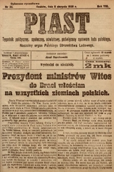 Piast : tygodnik polityczny, społeczny, oświatowy, poświęcony sprawom ludu polskiego : Naczelny organ Polskiego Stronnictwa Ludowego. 1920, nr 32