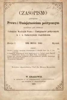 Czasopismo Poświęcone Prawu i Umiejętnościom Politycznym. 1864, z. 1