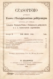 Czasopismo Poświęcone Prawu i Umiejętnościom Politycznym. 1864, z. 2